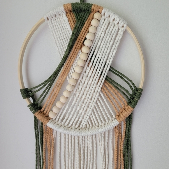 Beaded Macrame Boho Fringe Tassel Wall Art Hanging Decor - Picture 3 of 13